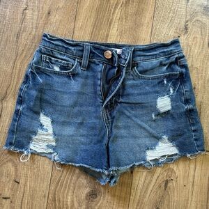 SO distressed denim high rise Mom Short Juniors size 3/26W